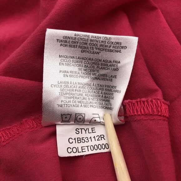 Ellen Tracy Button Up Collared Long Sleeve Shirt Berry Red Size 8 Western - Picture 8 of 9